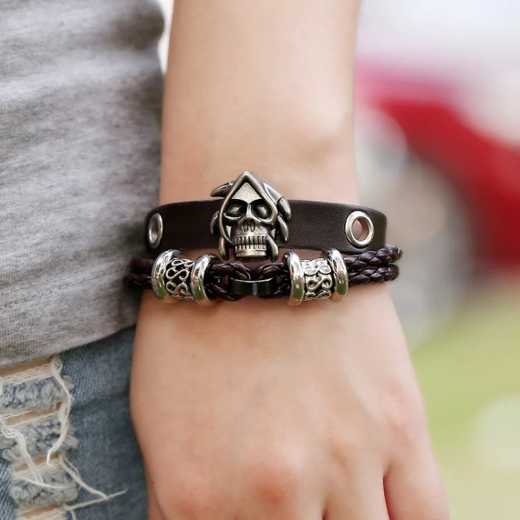 bransoletka BOHO SKULL, czarna